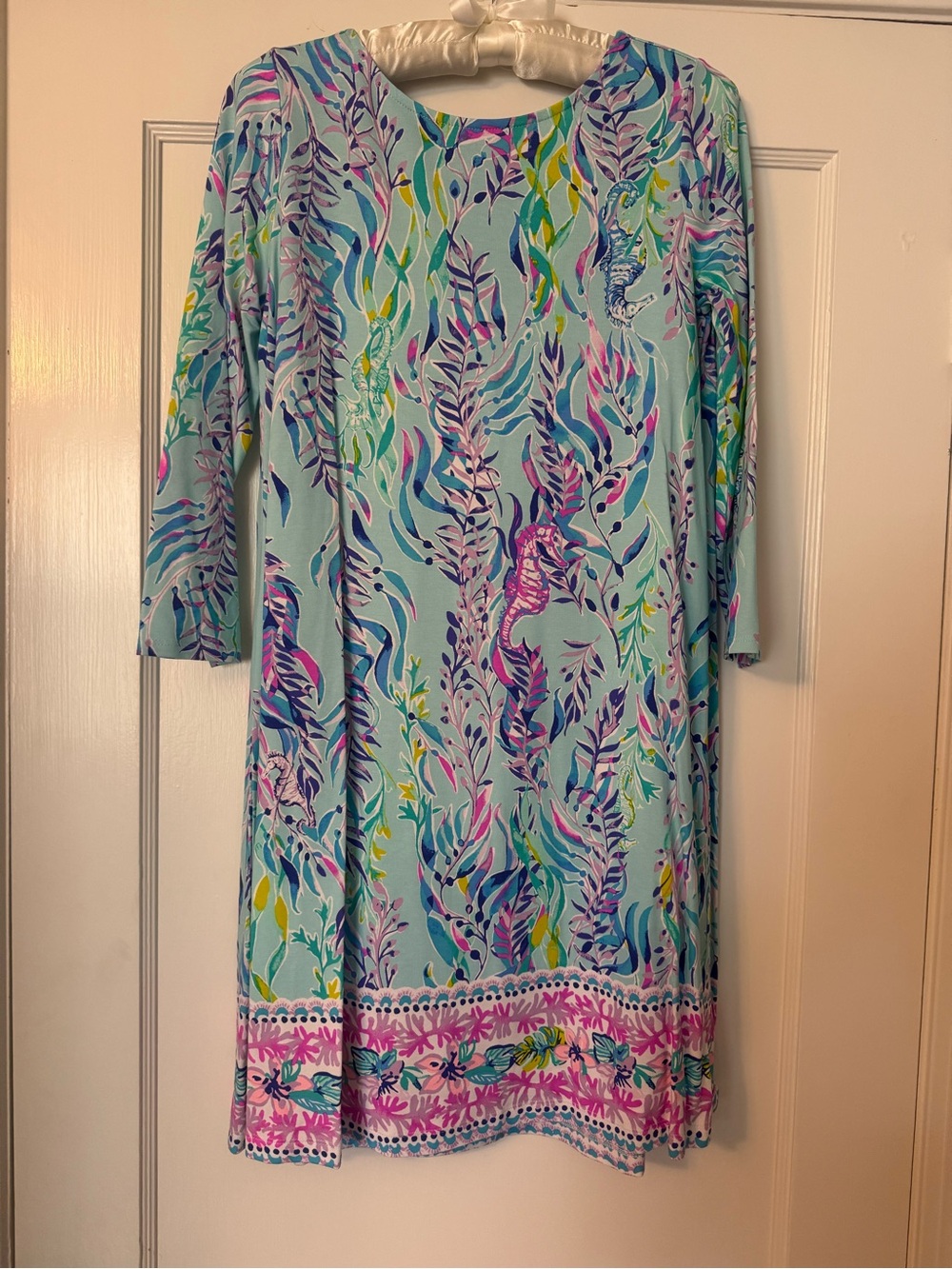 Lily Pulitzer Seahorse Print Aqua Shift Dress - Women's